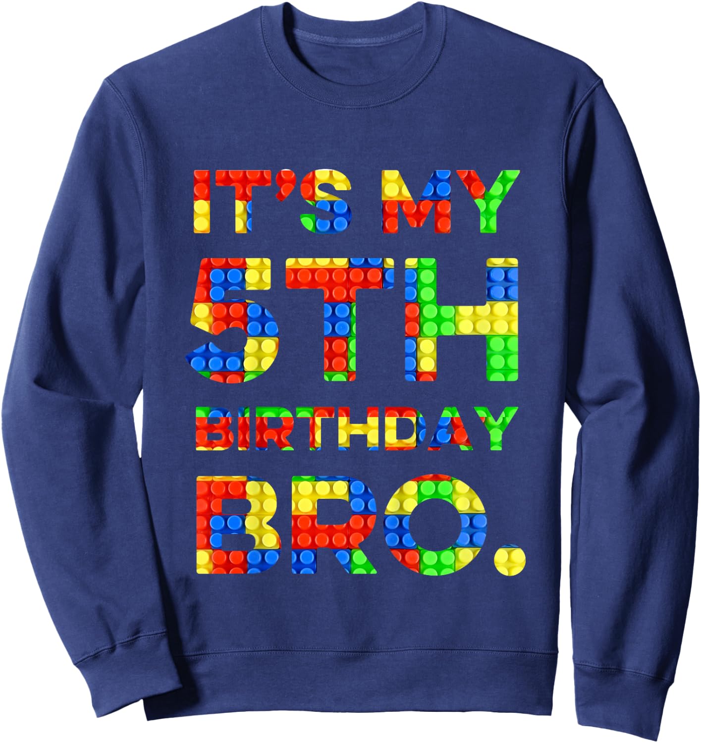 Kids Cute 5th Birthday Gift 5 Years Old Block Building Boys Kids Sweatshirt - Sweatshirt | Navy