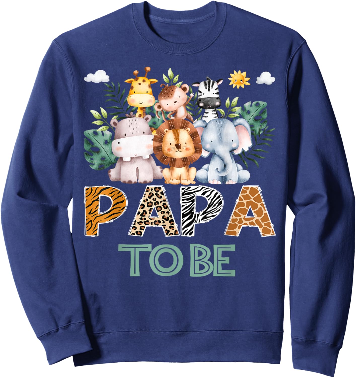 Soon To Be Papa Jungle Animal Safari Gender Reveal Sweatshirt - Sweatshirt | Navy