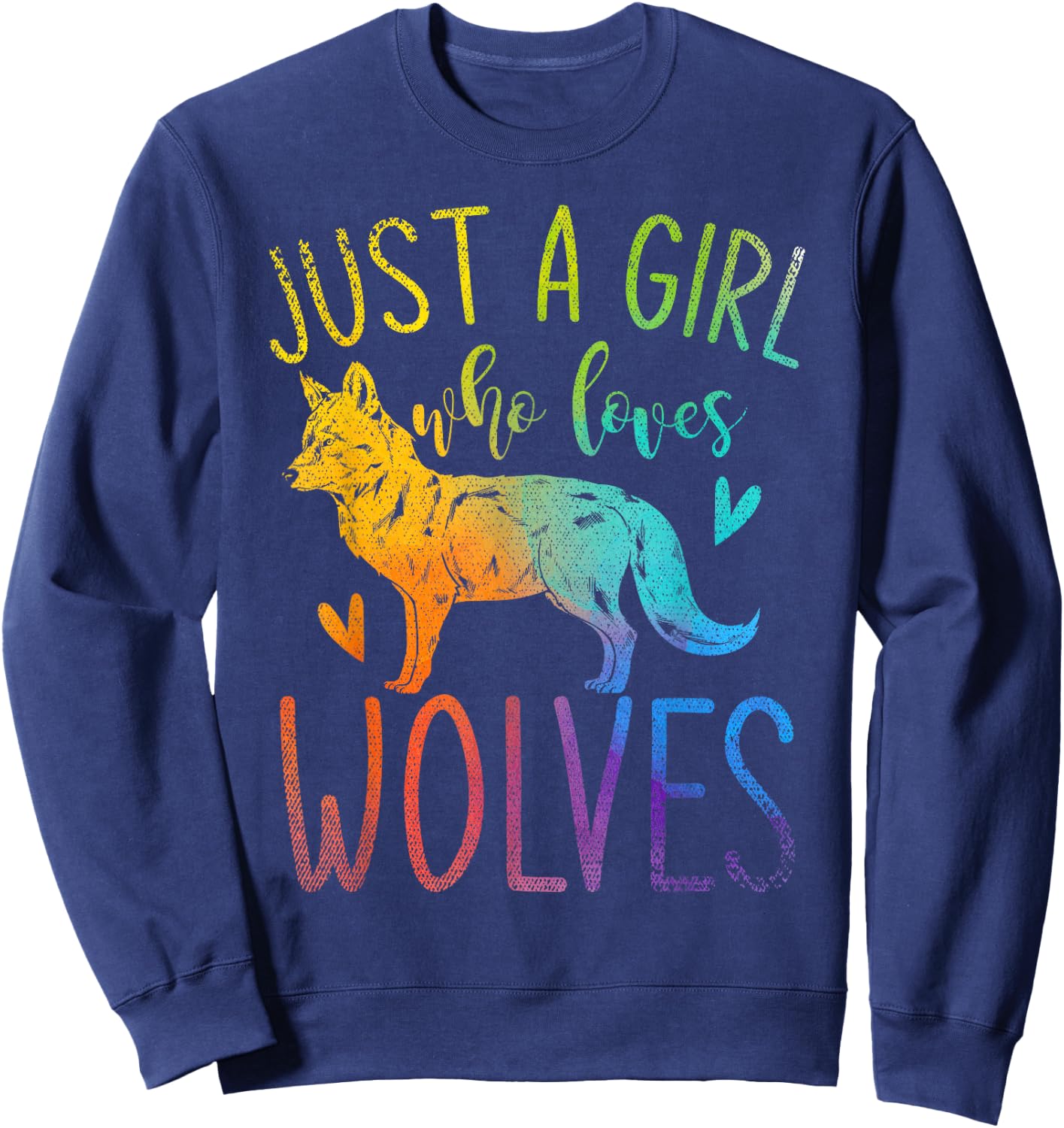 Nur ein Mädchen das Wolfe liebt Wildtier Colourful Wolf Sweatshirt - Sweatshirt | Navy