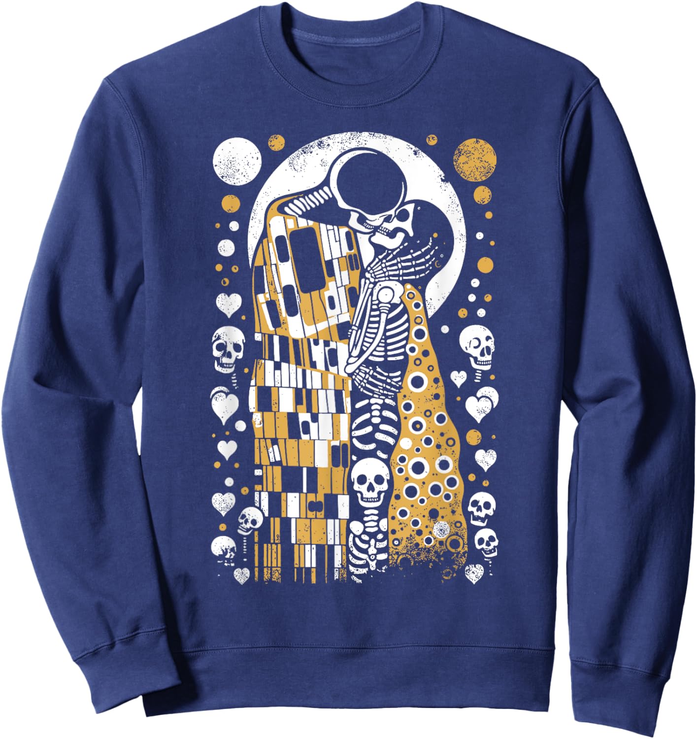 Vintage Skeletons Art Painter lover Klimt's The Kiss Embrace Sweatshirt - Sweatshirt | Navy
