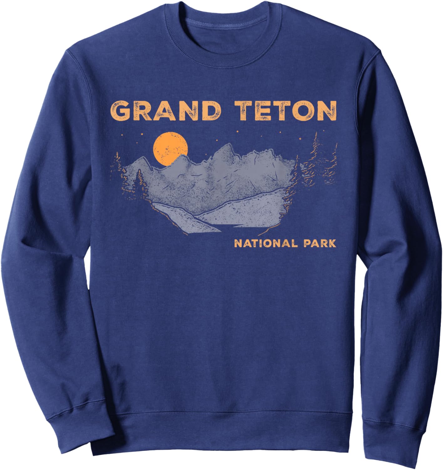 Retro Grand Teton National Park Wyoming Vintage Sweatshirt - Sweatshirt | Navy