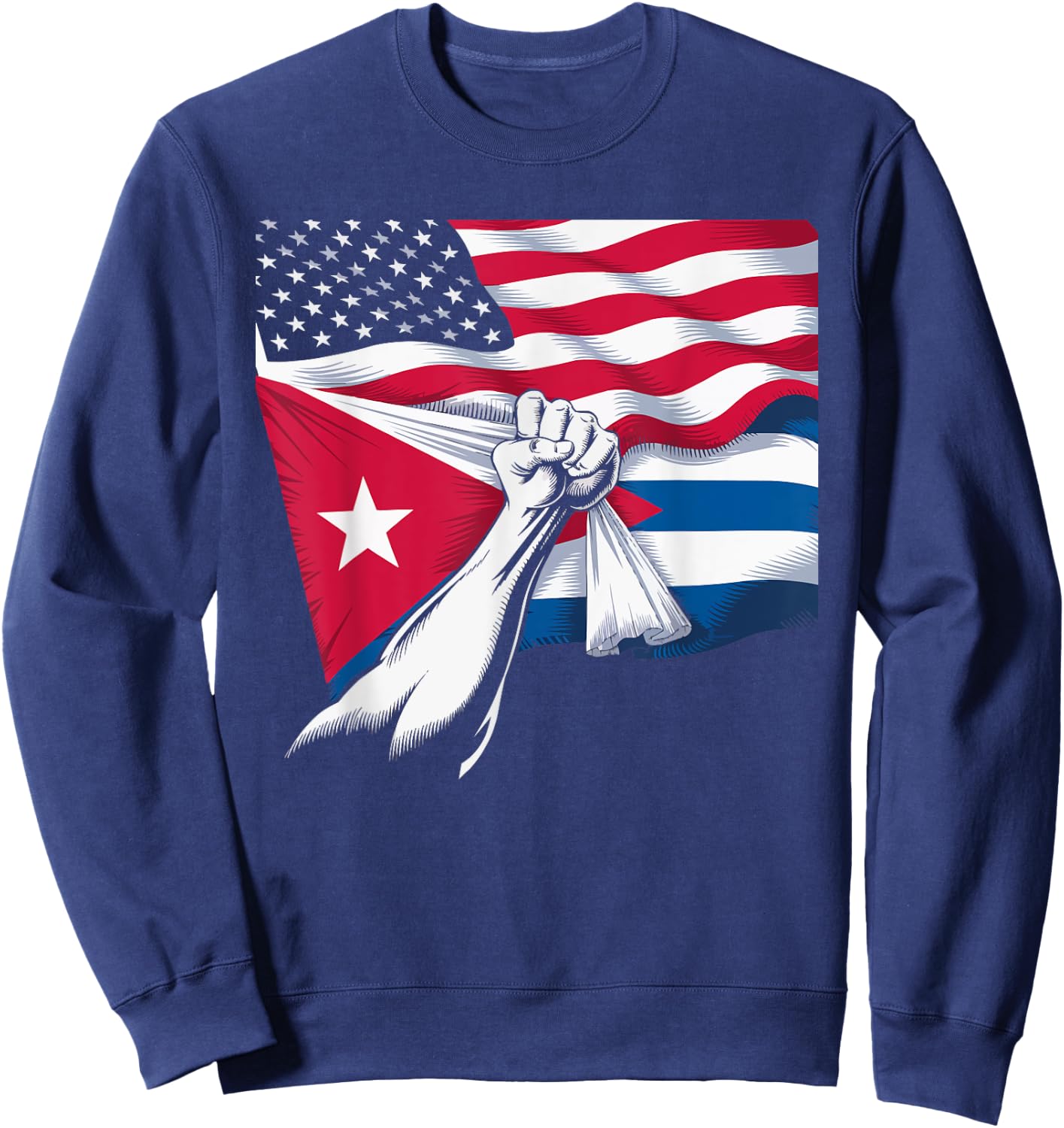 Half Cuban Half American Country USA Flag Cuba America Sweatshirt - Sweatshirt | Navy