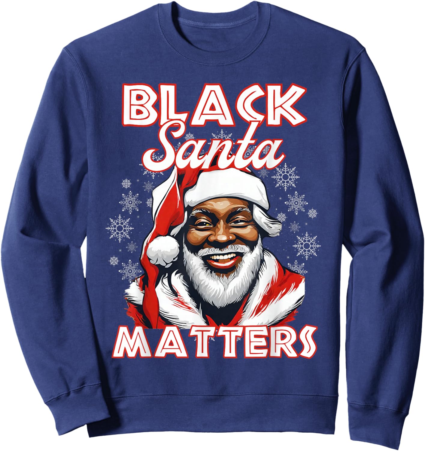 African American Santa Black Matters Christmas Pajama Family Sweatshirt - Sweatshirt | Navy