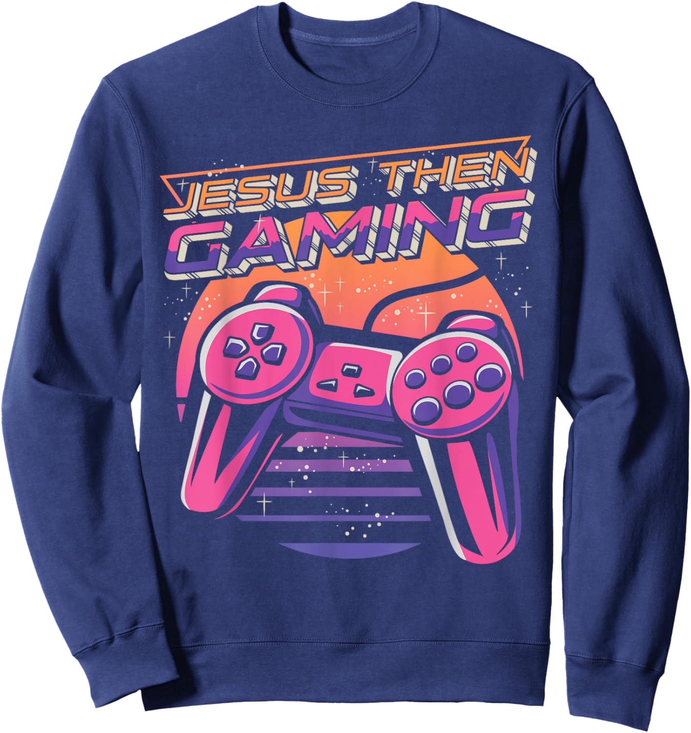 Jesus Then Gaming Gamer Christian Boys Video Game Controller Sweatshirt - Sweatshirt | Navy