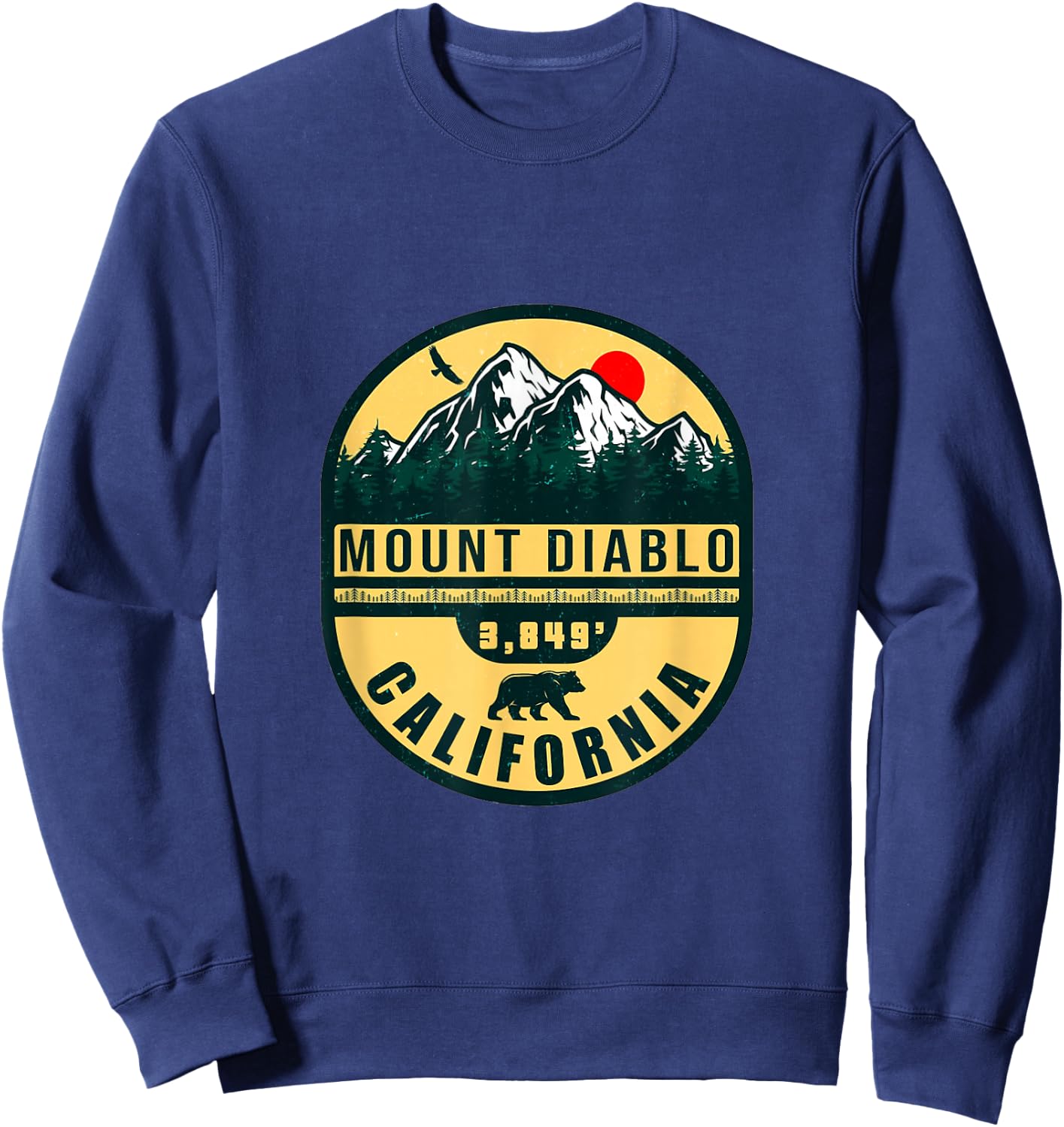 Mount Diablo California Mountains, 1960s Retro Vintage Sweatshirt - Sweatshirt | Navy