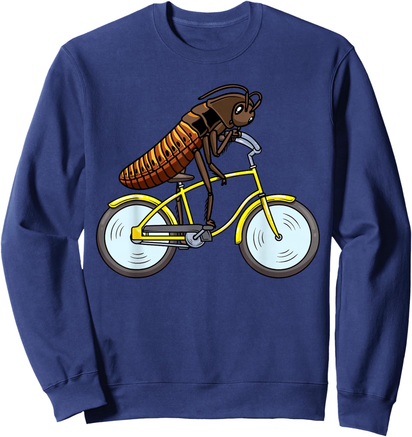 Madagascar Cockroach on a Bicycle Cyclist Sweatshirt - Sweatshirt | Navy