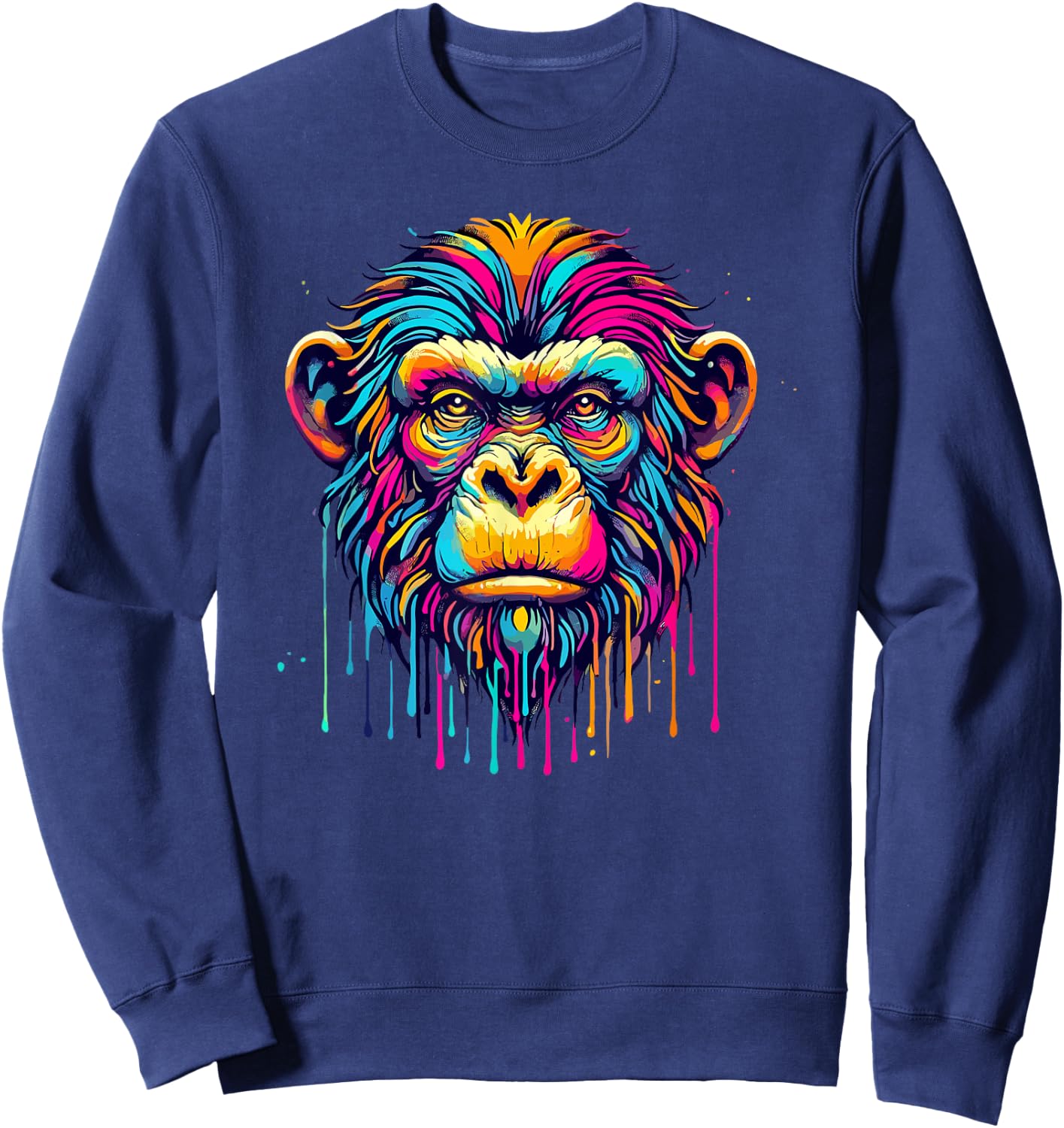 Colorful Dripping Paint Pop Art Monkey Monkeys Sweatshirt - Sweatshirt | Navy