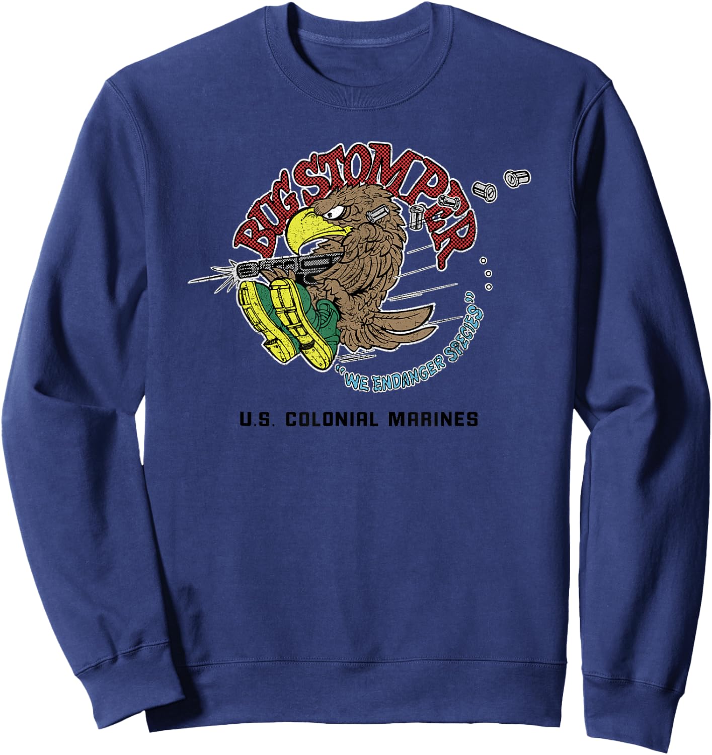 Aliens Bug Stomper We Endanger Species Sweatshirt - Sweatshirt | Navy
