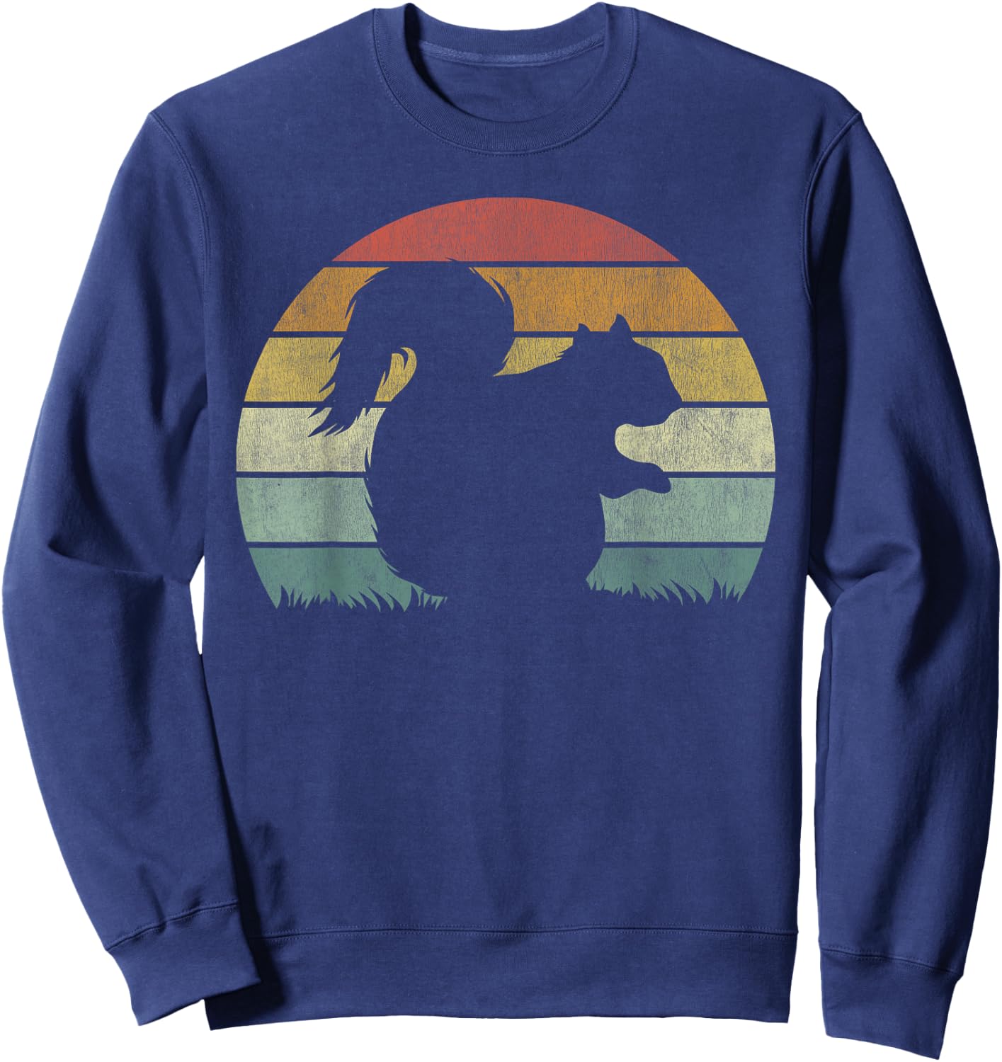 Vintage Retro Sunset Squirrel Design Squeak Chestnut Animal Sweatshirt - Sweatshirt | Navy