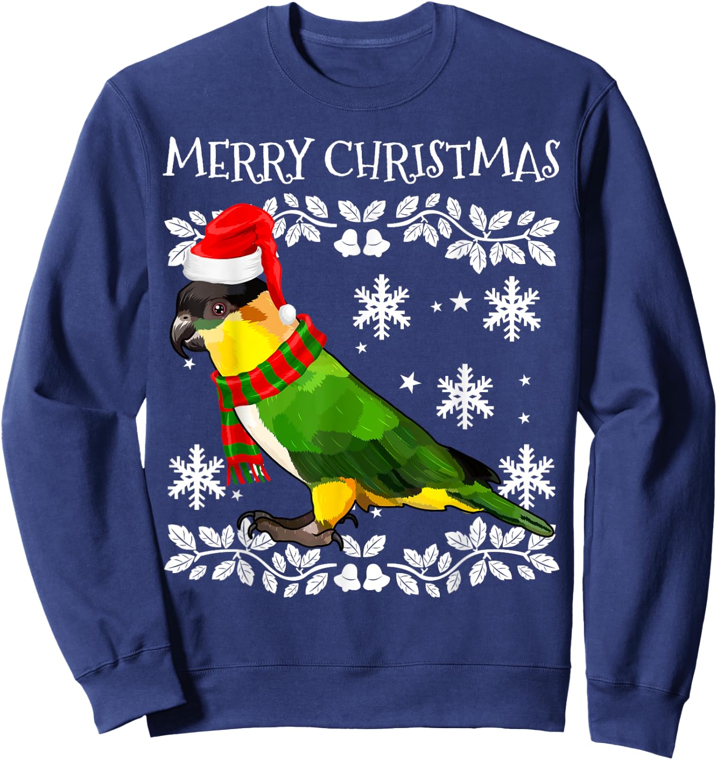 Bird Merry Christmas Ornament Caiques Ugly Xmas Sweatshirt - Sweatshirt | Navy