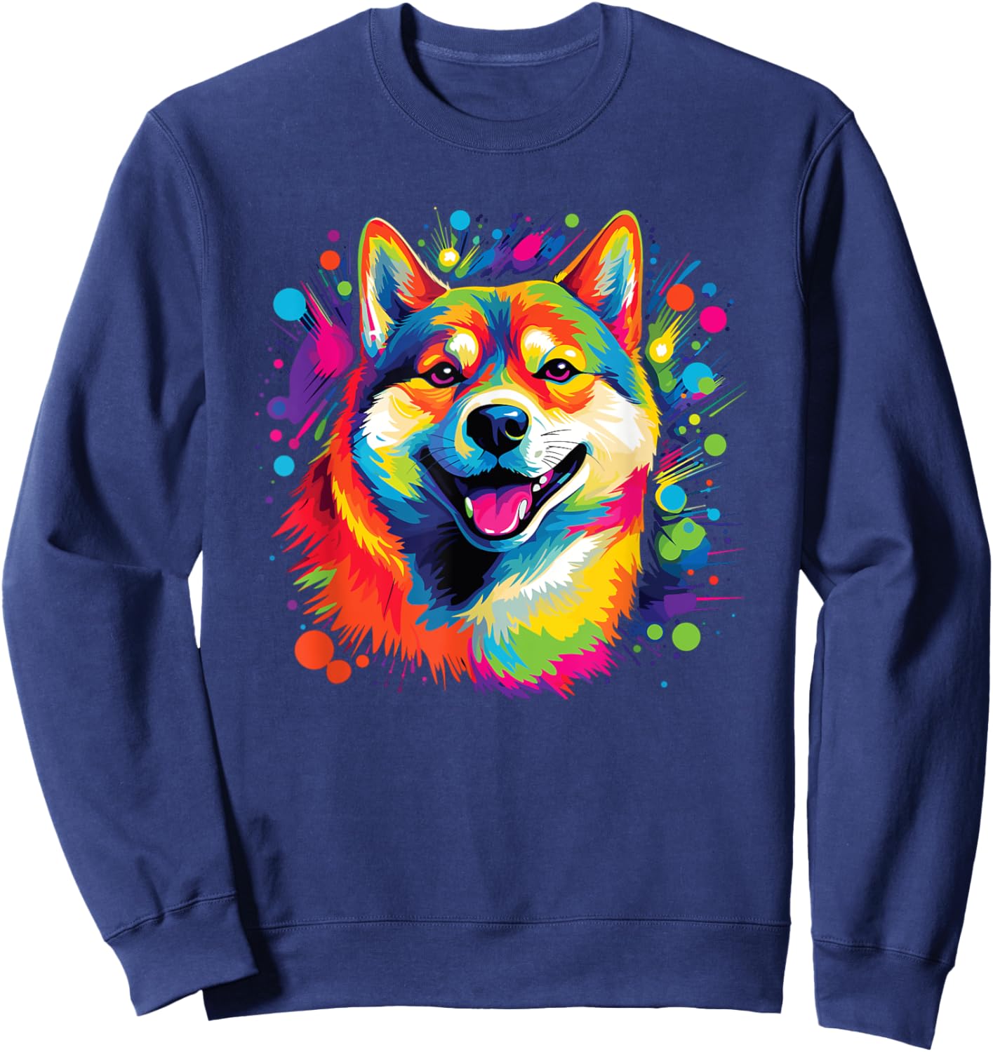Watercolor Colorful Shiba Inu Dogs Sweatshirt - Sweatshirt | Navy