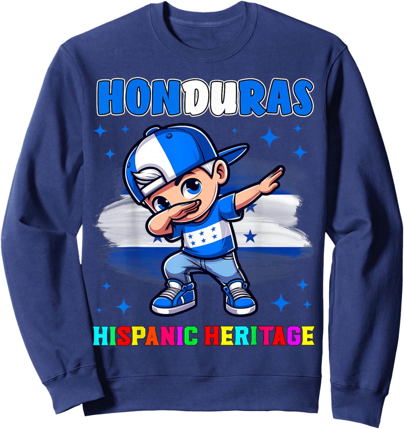 Honduras Dabbing Kid Hispanic Heritage Celebration for Kids Sweatshirt - Sweatshirt | Navy