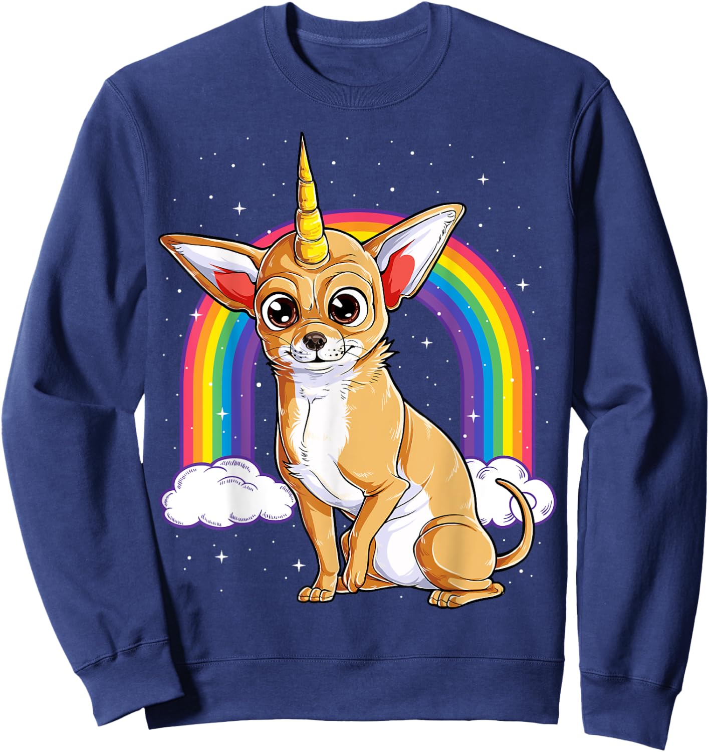 Chihuahua Unicorn T shirt Girls Space Galaxy Rainbow Dog Sweatshirt - Sweatshirt | Navy