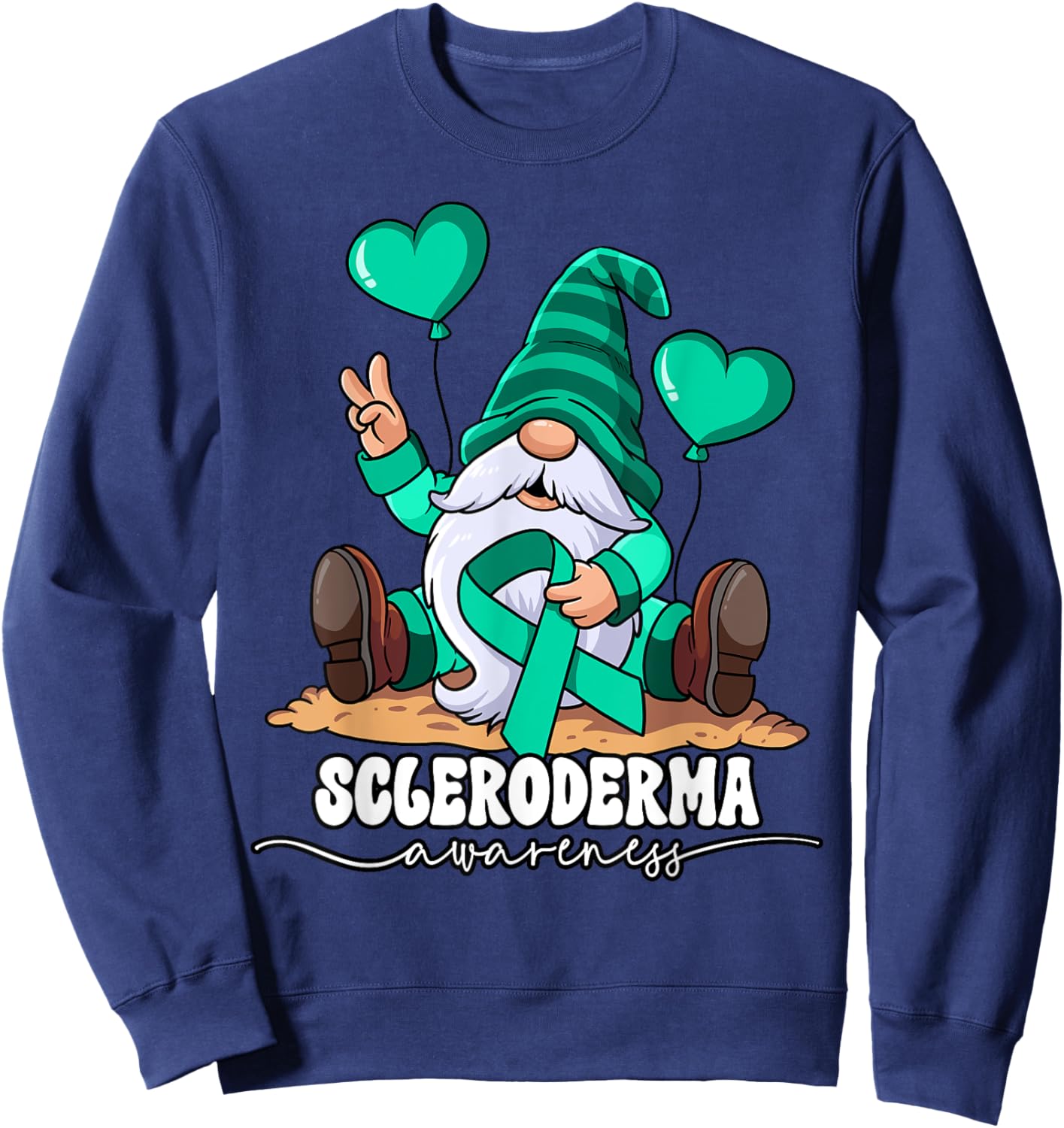 Scleroderma Awareness - Black -Adults Classic Fit Gnome Design Sweatshirt - Sweatshirt | Navy