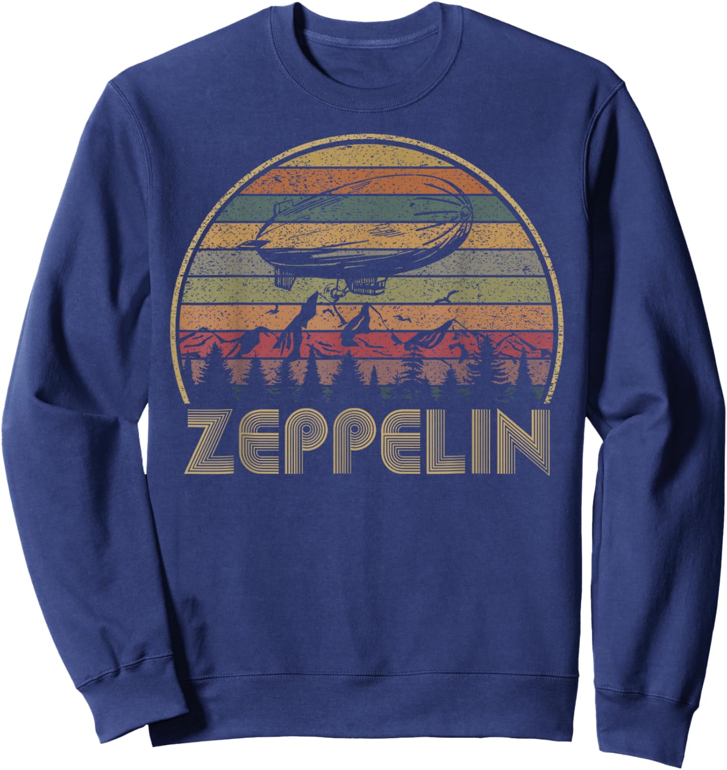 Retro Zeppelin 70s 80s Dirigible Airship Vintage Sunset Sweatshirt - Sweatshirt | Navy