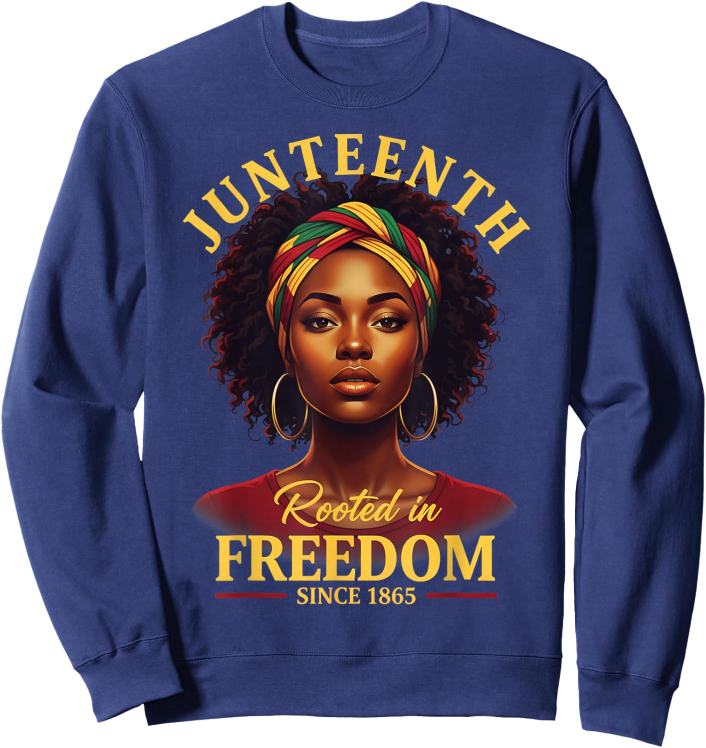 Juneteenth Heritage Bold Pride Powerful Woman Artwork Sweatshirt - Sweatshirt | Navy