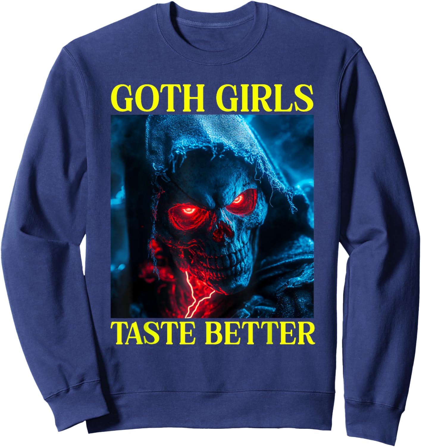 Goth Girls Taste Better Funny Hard Skeleton Sweatshirt - Sweatshirt | Navy