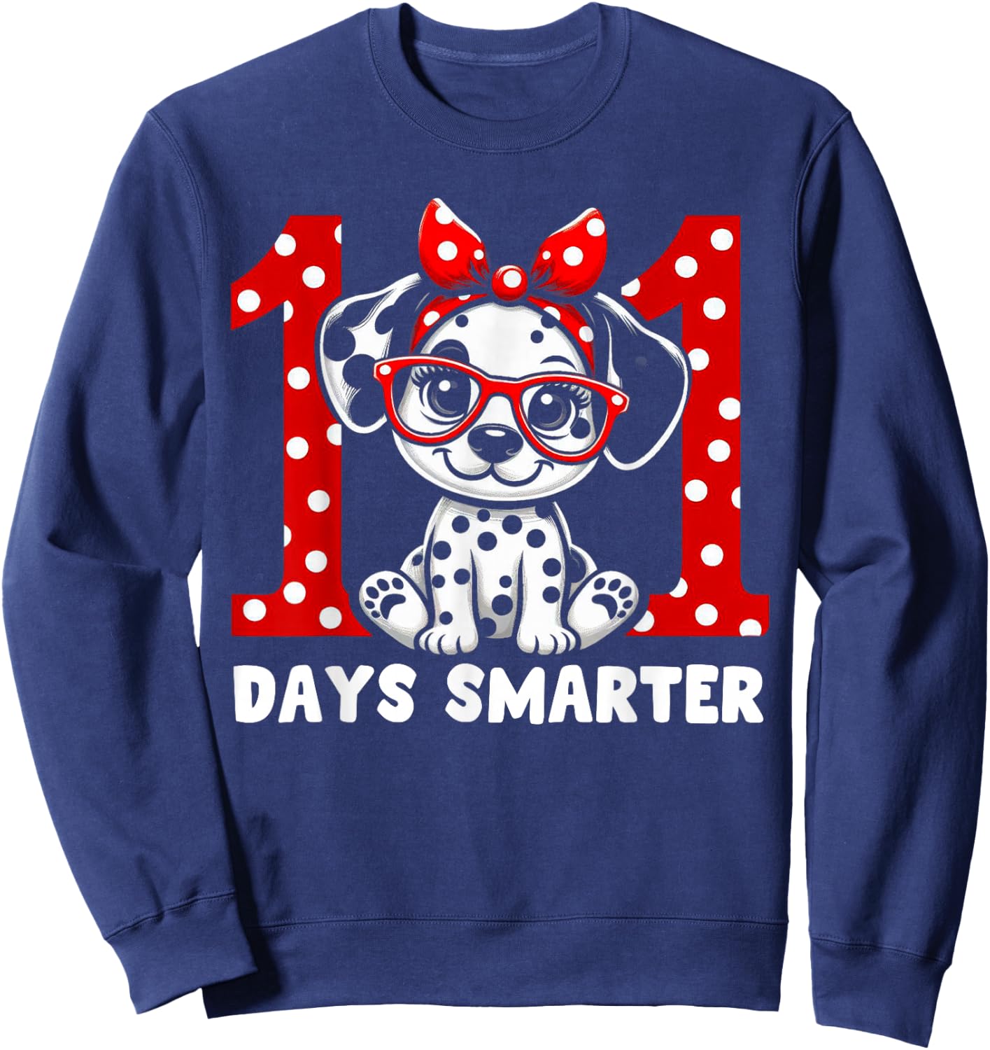 100 Days Smarter 100st Day School Dalmatian Dog Teacher Kids Sweatshirt - Sweatshirt | Navy