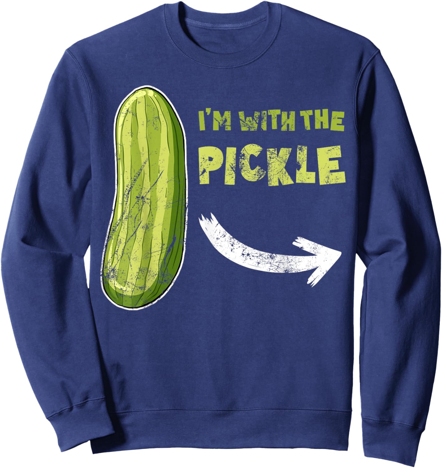 Funny Pickle 'I'm With The Pickle' Matching Halloween for Couples & Families, Black, , Short Sleeve, Cotton, Small Sweatshirt - Sweatshirt | Navy