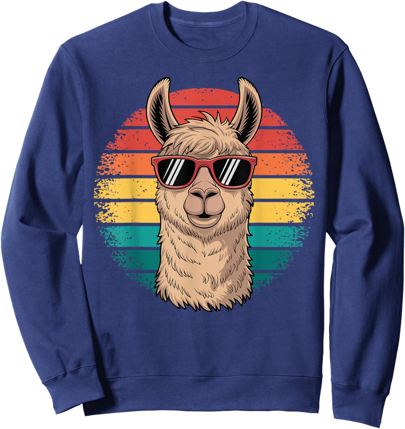 Retro Alpaca Llama Funny Comic Summer Vintage Animal Sweatshirt - Sweatshirt | Navy