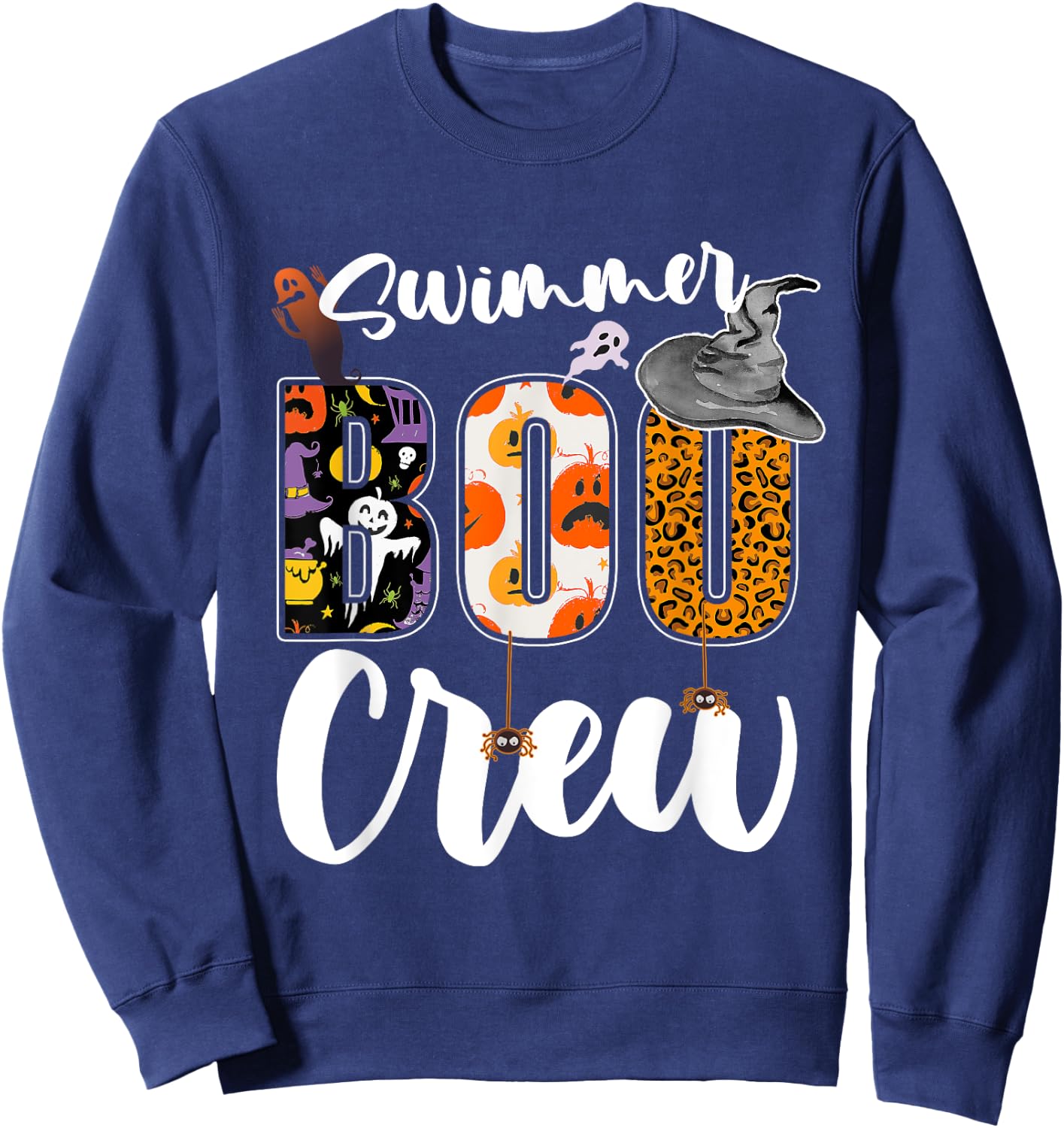 Swimmer Boo Crew Halloween Matching Swim Coach Sweatshirt - Sweatshirt | Navy