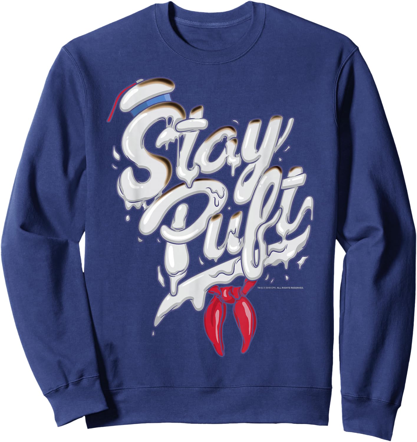 Ghostbusters Stay Puft Marshmallow Man Style Font Sweatshirt - Sweatshirt | Navy