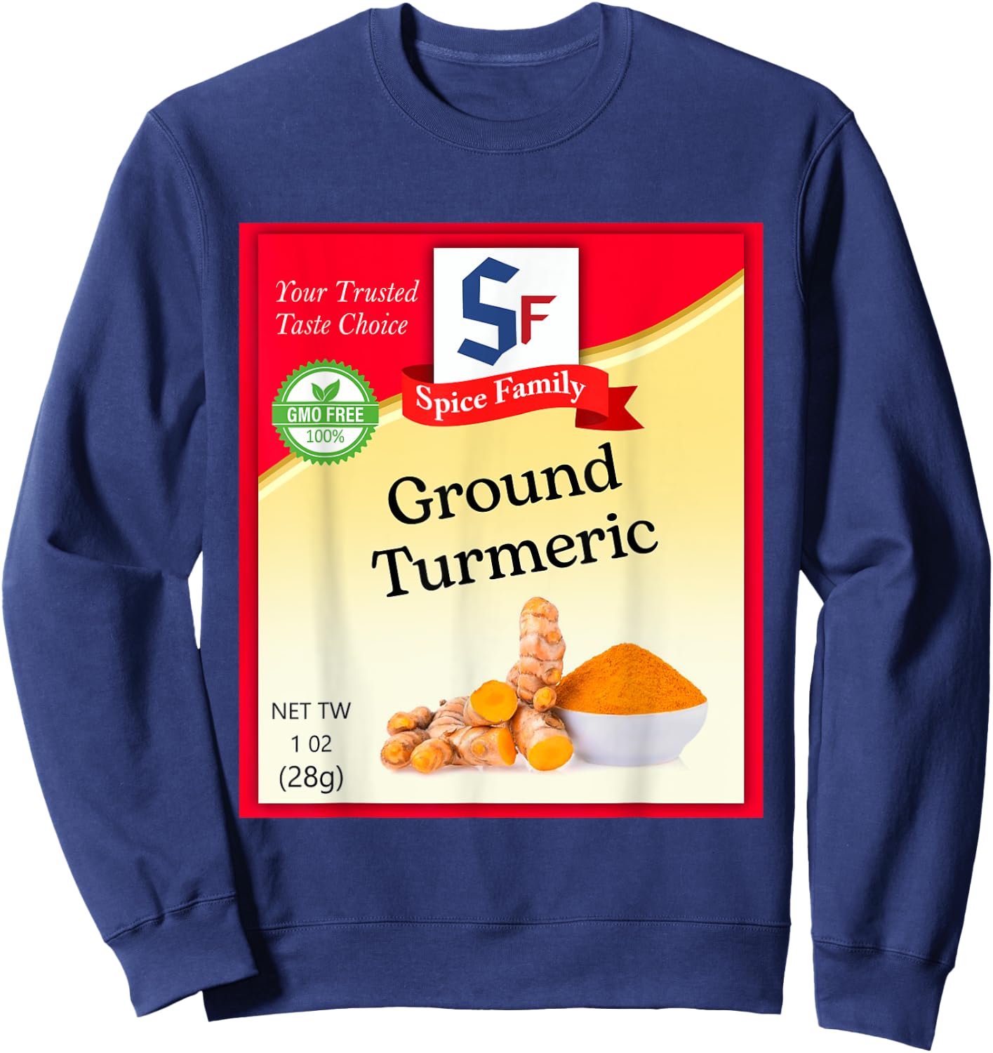 Ground Turmeric Condiment Costume Holiday Spice Costumes Sweatshirt - Sweatshirt | Navy