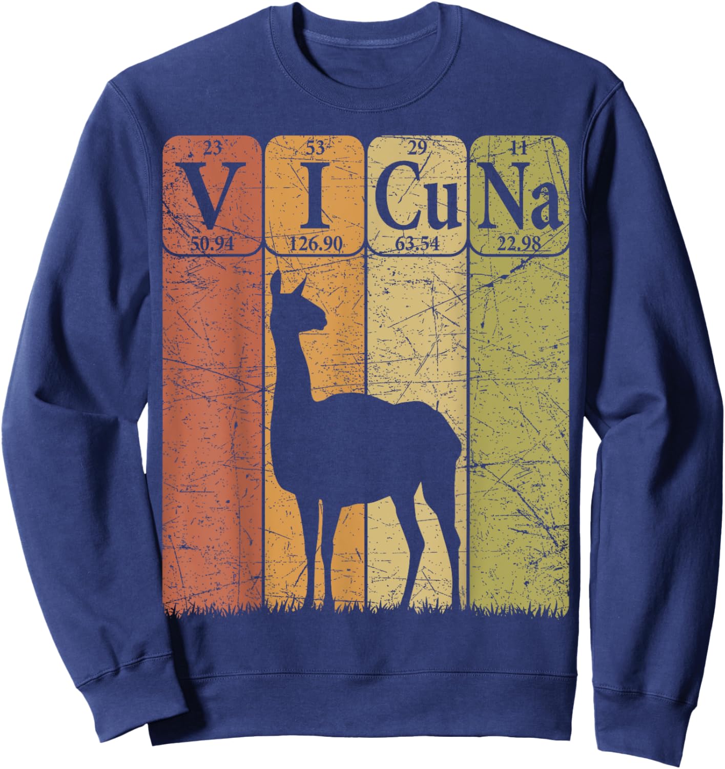 Vicuna Periodic Table Elements Vicuna Lover Camelids Retro Sweatshirt - Sweatshirt | Navy