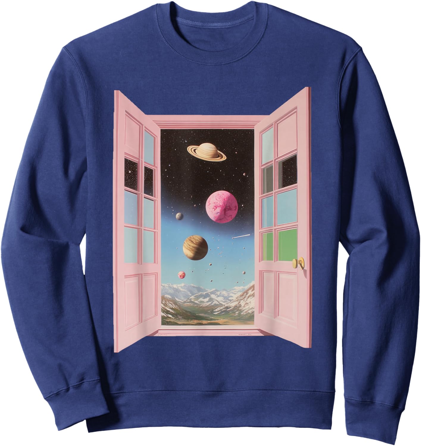 Surreal Cosmic Window Portal Outer Space Dreamcore Weirdcore Sweatshirt - Sweatshirt | Navy