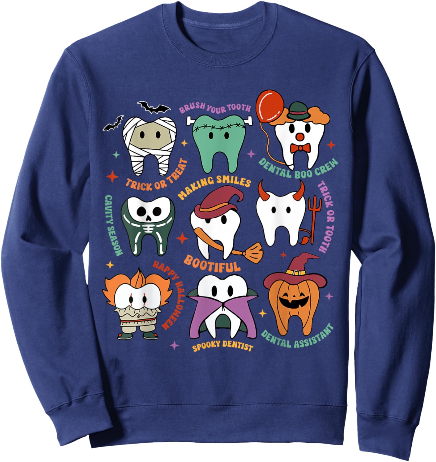 Halloween Dental Boo Crew Dentist Costume Teeth Women Men Sweatshirt - Sweatshirt | Navy