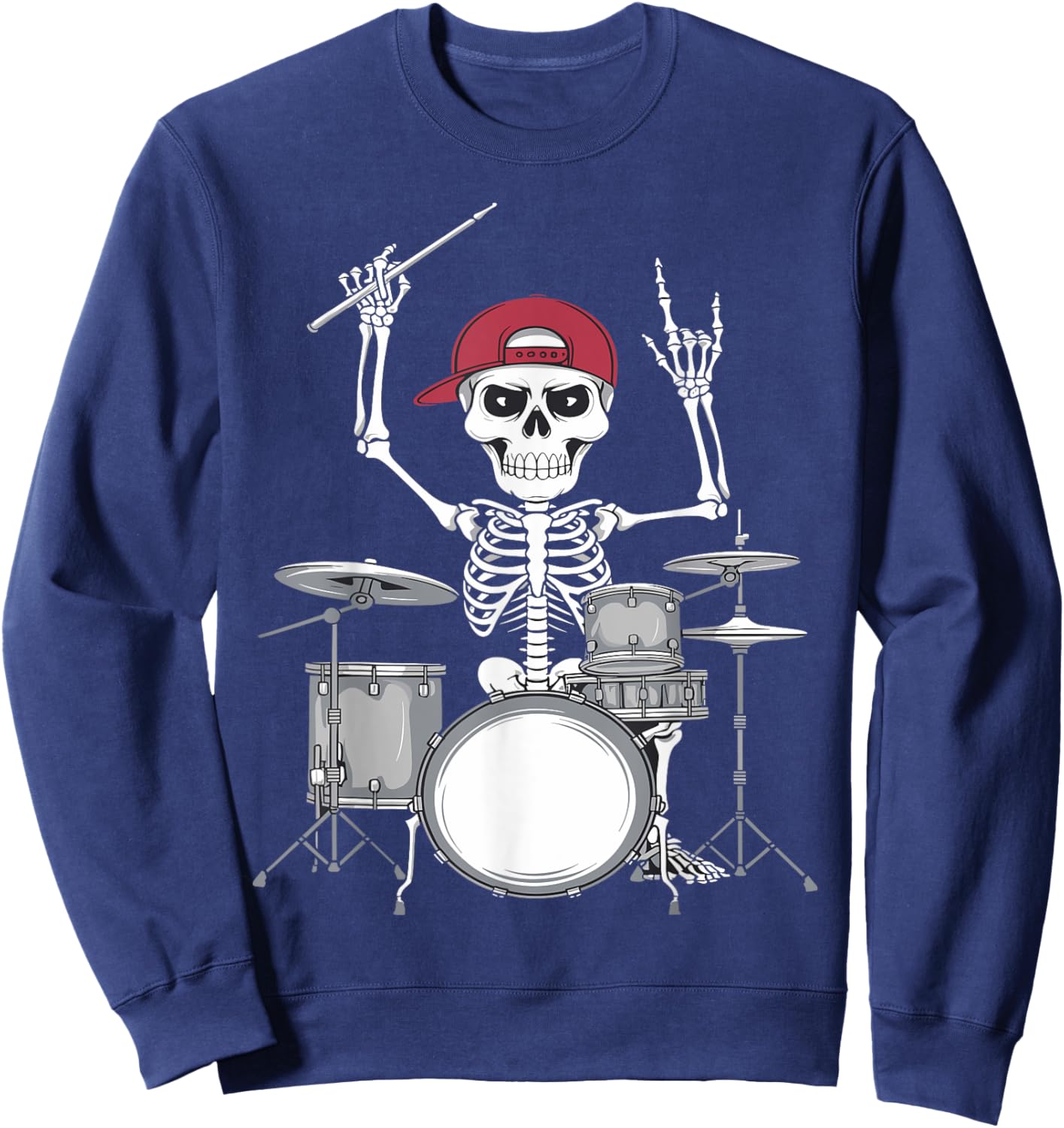 Skeleton Drummer Halloween Costume Playing Drums Boys Men Sweatshirt - Sweatshirt | Navy