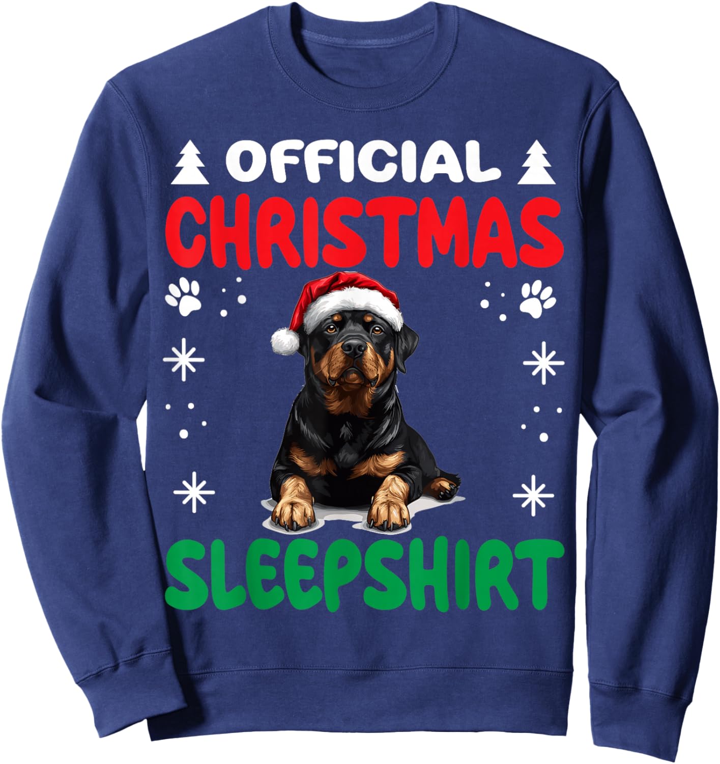 Rottweiler dog Dog Christmas Pajama Official Christmas Sweatshirt - Sweatshirt | Navy
