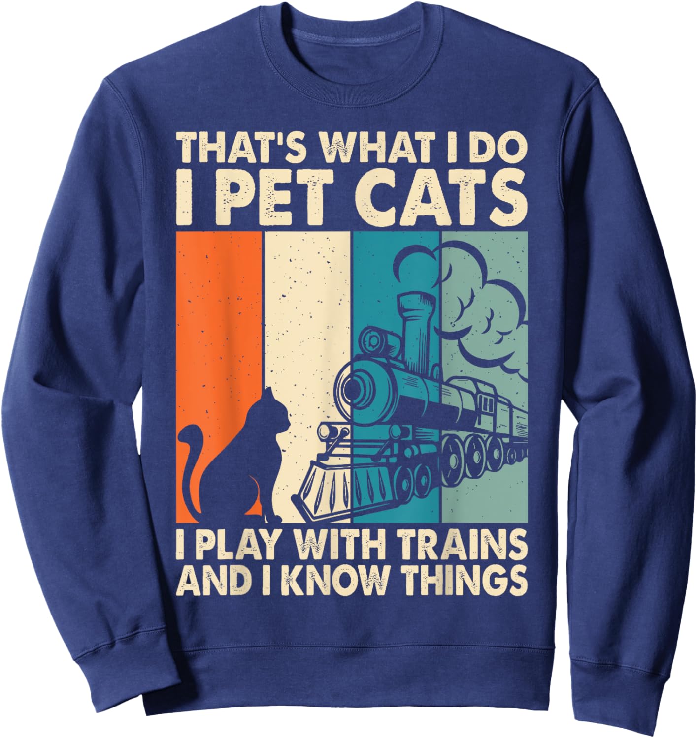 Funny Train & Railroad Gifts And Clothing x -Adults Train-Themed , Black, Small Sweatshirt - Sweatshirt | Navy