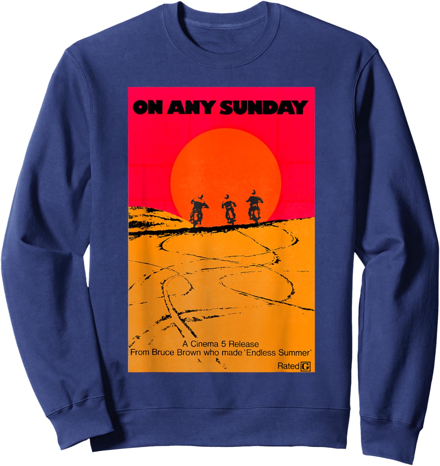 On Any Sunday Classic Motorcycle Movie Poster Sweatshirt - Sweatshirt | Navy