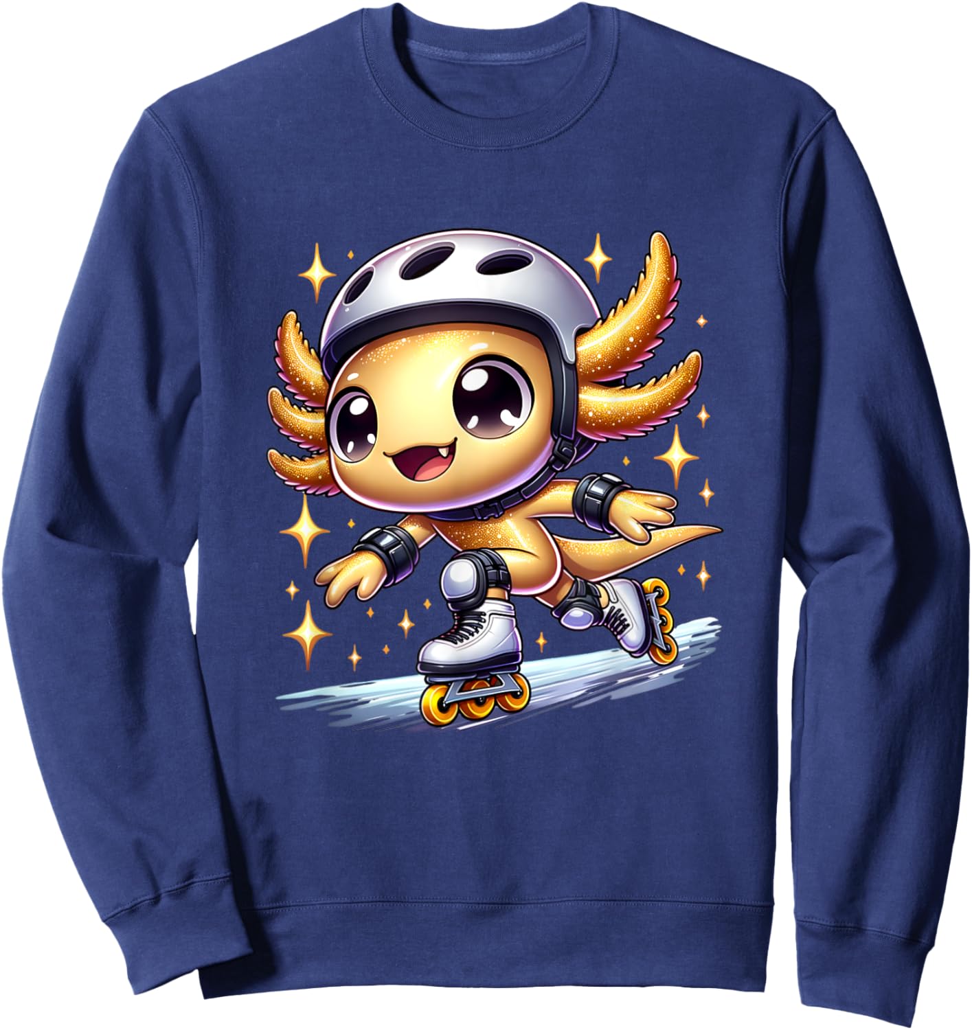Funny Axolotl Rollerblade roller skater roller skate funny Sweatshirt - Sweatshirt | Navy