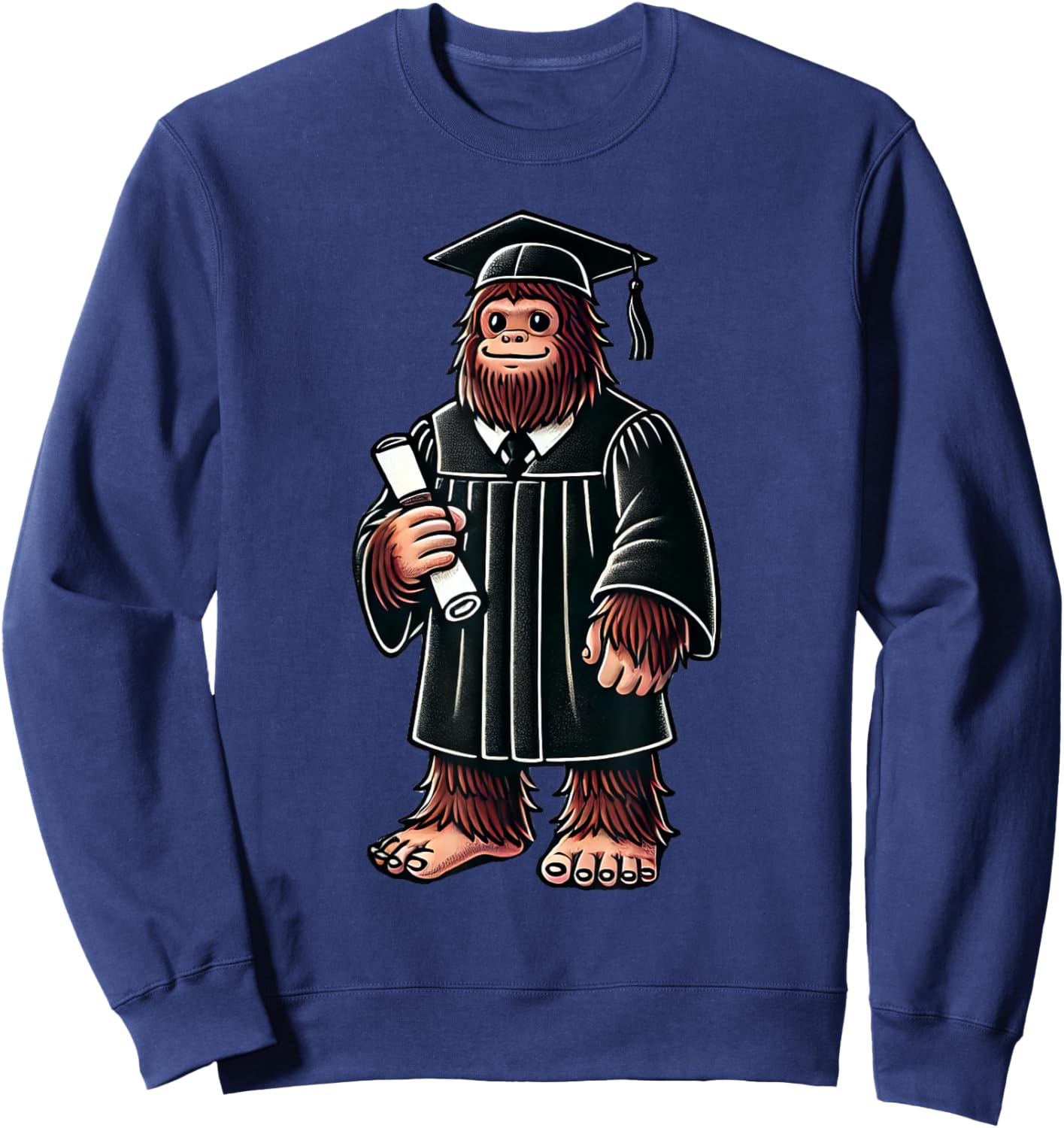 Cute Bigfoot Sasquatch Graduation Sweatshirt - Sweatshirt | Navy