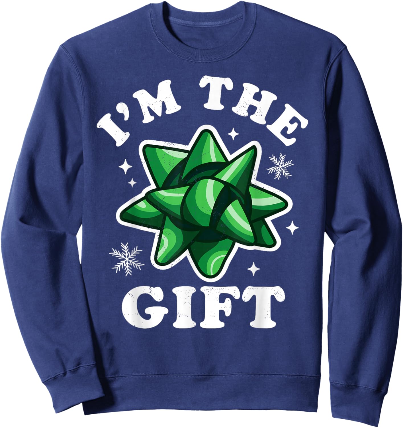 I'm the gift - Funny Ugly Christmas Sweater - Xmas Bow Sweatshirt - Sweatshirt | Navy