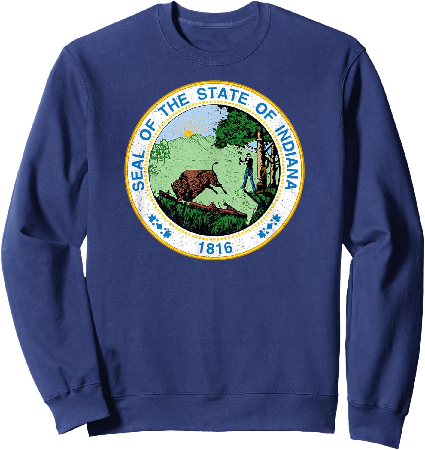 Indiana State Seal Flag Sweatshirt - Sweatshirt | Navy