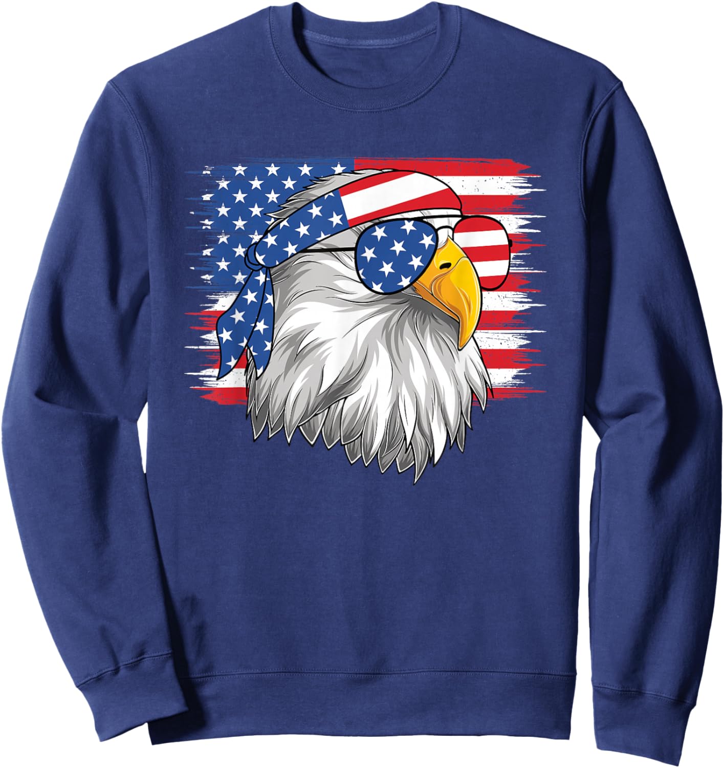 Funny 4th Of July American Flag Patriotic Eagle USA Men Boys Sweatshirt - Sweatshirt | Navy