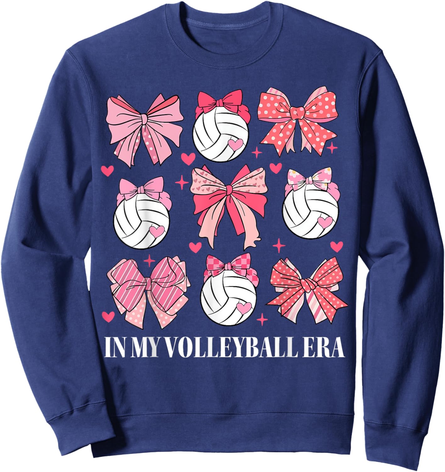 In My Volleyball Era Coquette Bow Volleyball Mom Women's Black Classic Fit Volleyball Sweatshirt - Sweatshirt | Navy