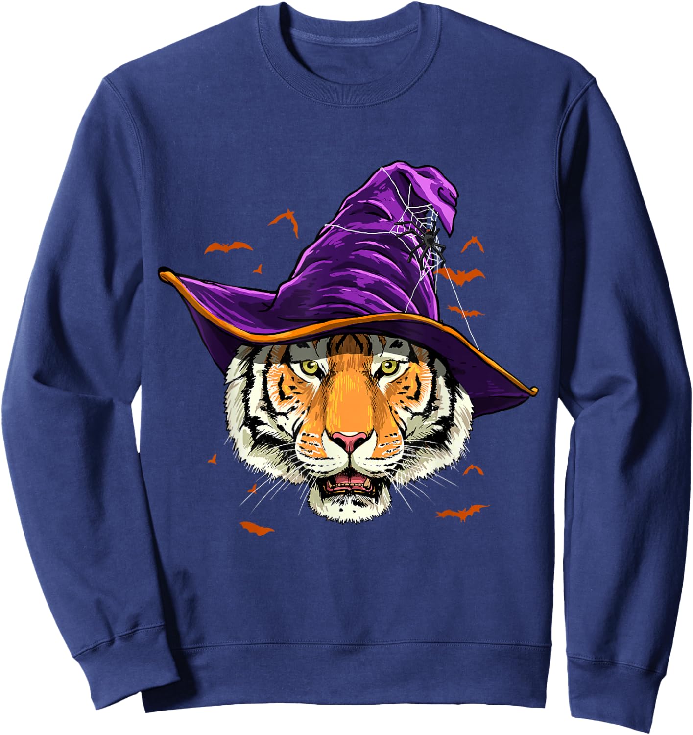 Tiger Witch Hat Funny Halloween Tiger Lover Whisperer Sweatshirt - Sweatshirt | Navy