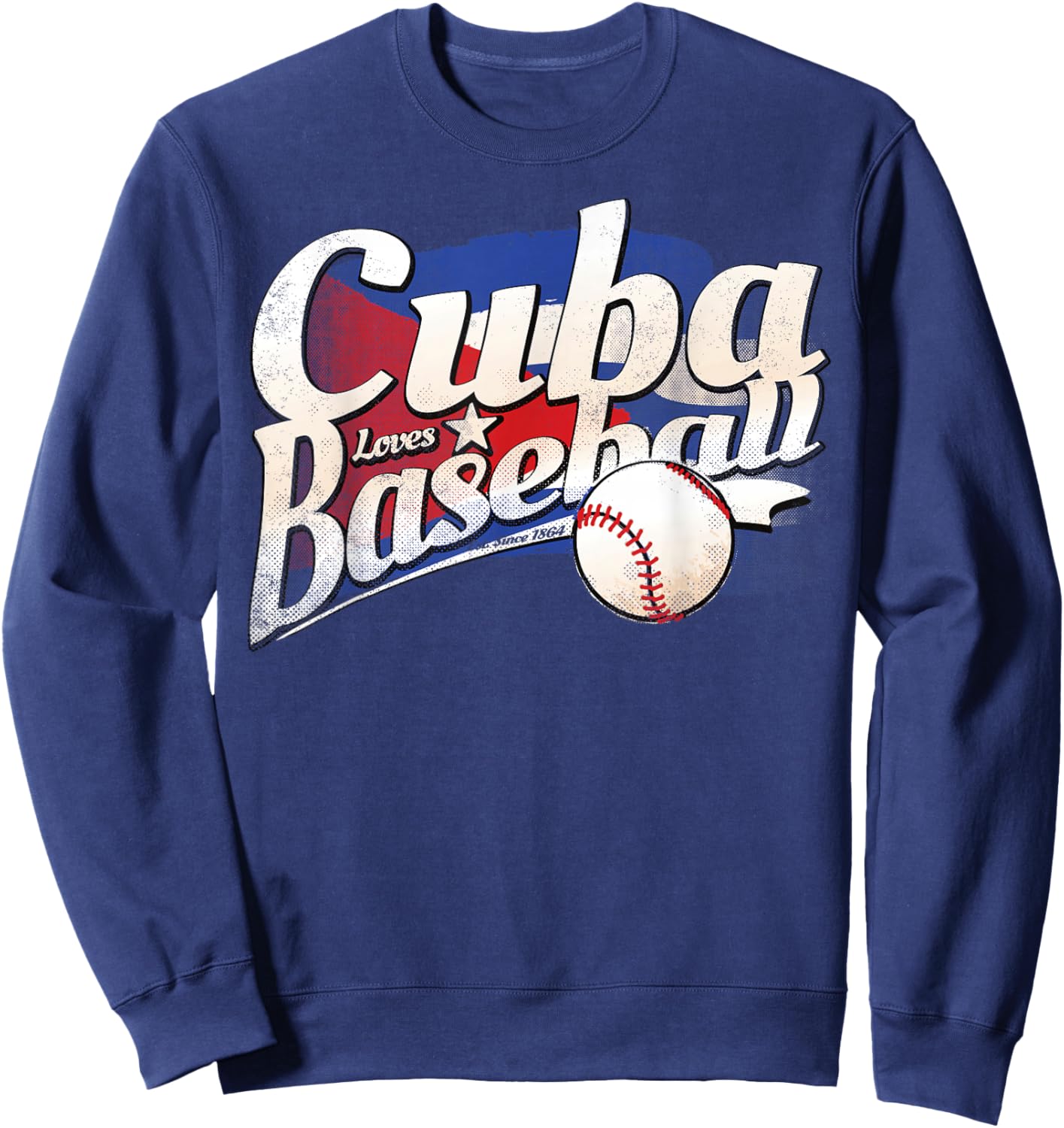 Cuba Baseball Shirt Cuban Flag Patriotic Sweatshirt - Sweatshirt | Navy
