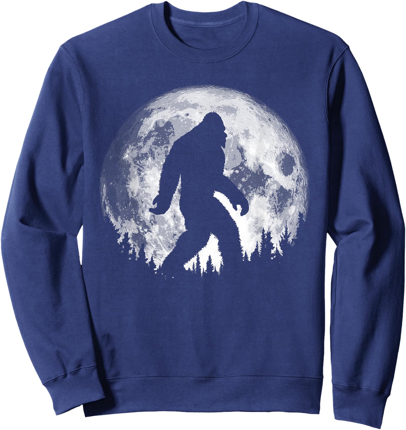 Bigfoot Night Stroll! Cool Full Moon & Trees Sasquatch Sweatshirt - Sweatshirt | Navy