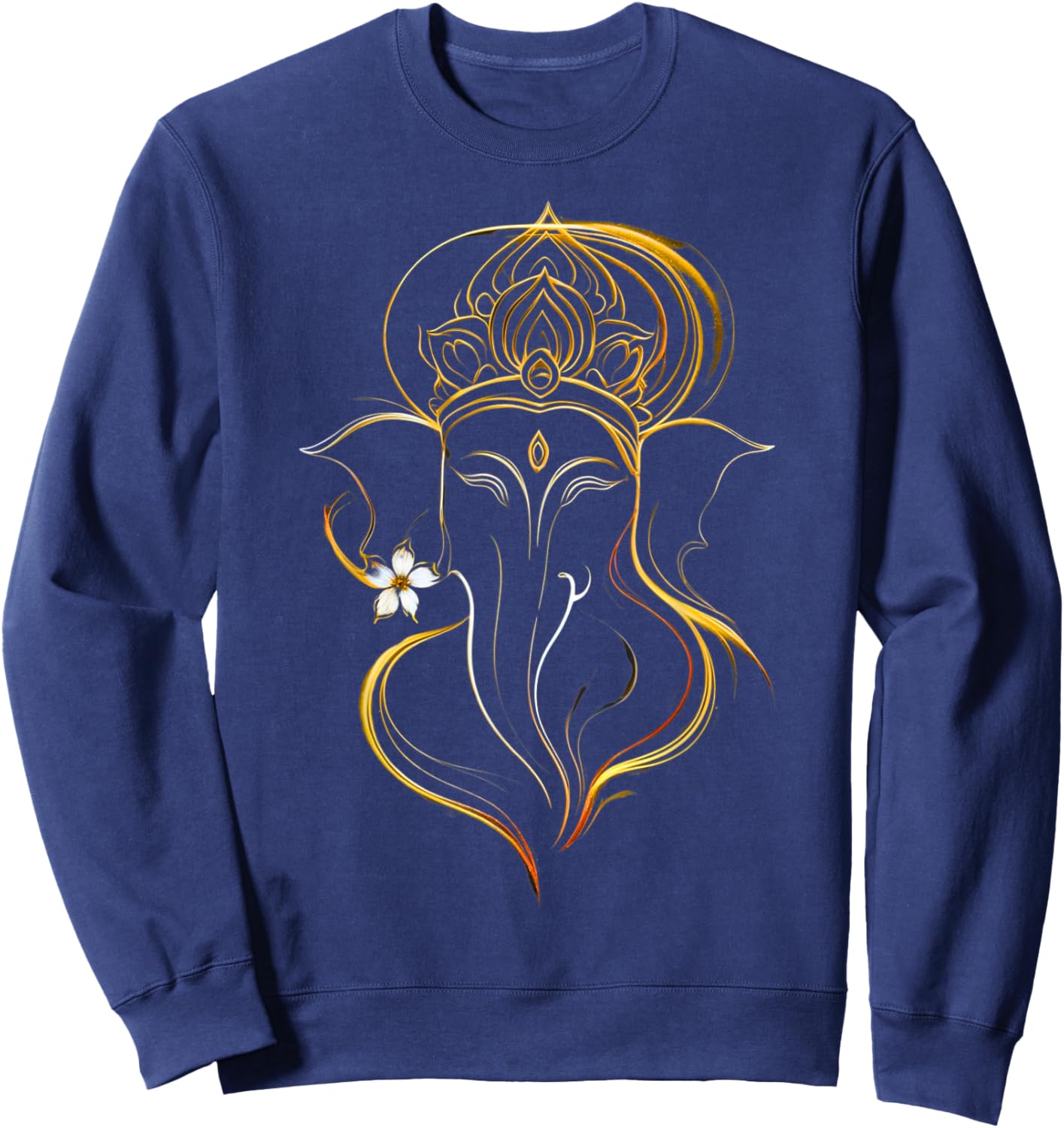 Hindu Ganesha Puja Elephant God India Meditation Yoga Murti Sweatshirt - Sweatshirt | Navy