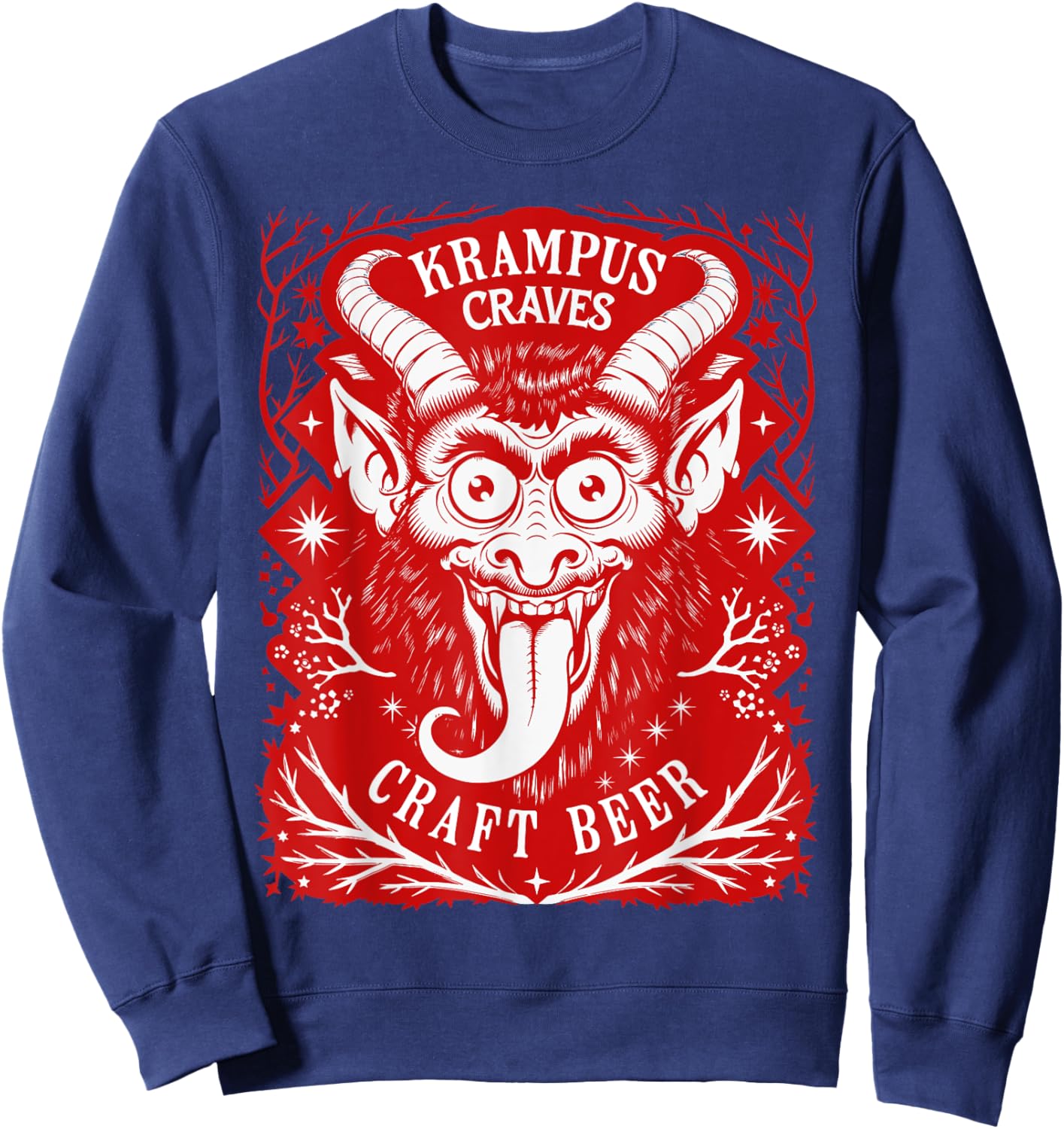 Funny Craft Beer German Krampus Folklore Krampus Craves Beer Sweatshirt - Sweatshirt | Navy