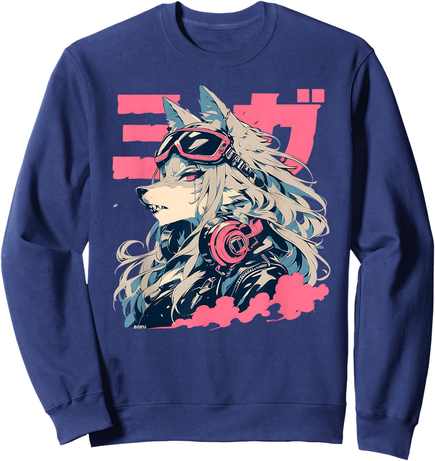 Goth Grunge Demon Anime Furry Wolf Horror Alt Aesthetic Sweatshirt - Sweatshirt | Navy