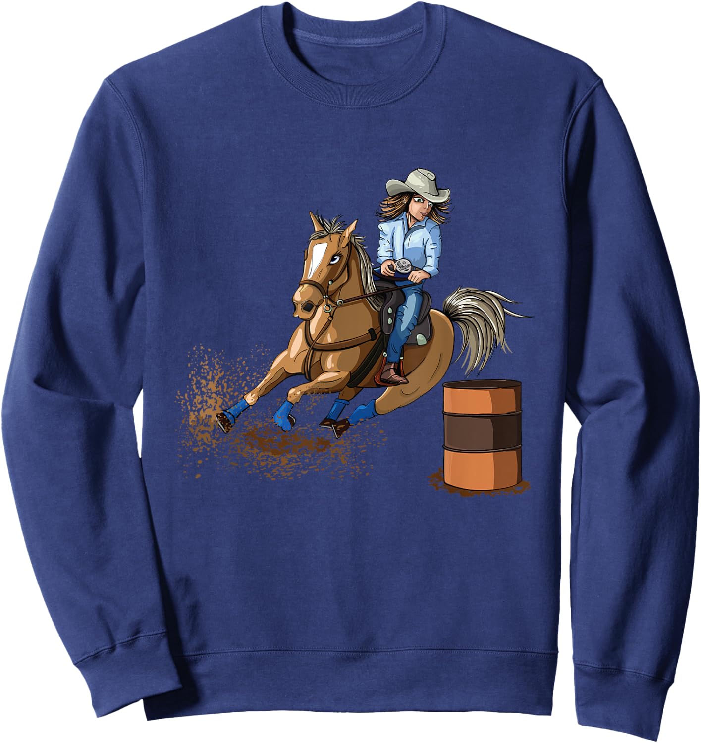 Barrel Racing Horse Country Western Riding Girl Kid Sweatshirt - Sweatshirt | Navy