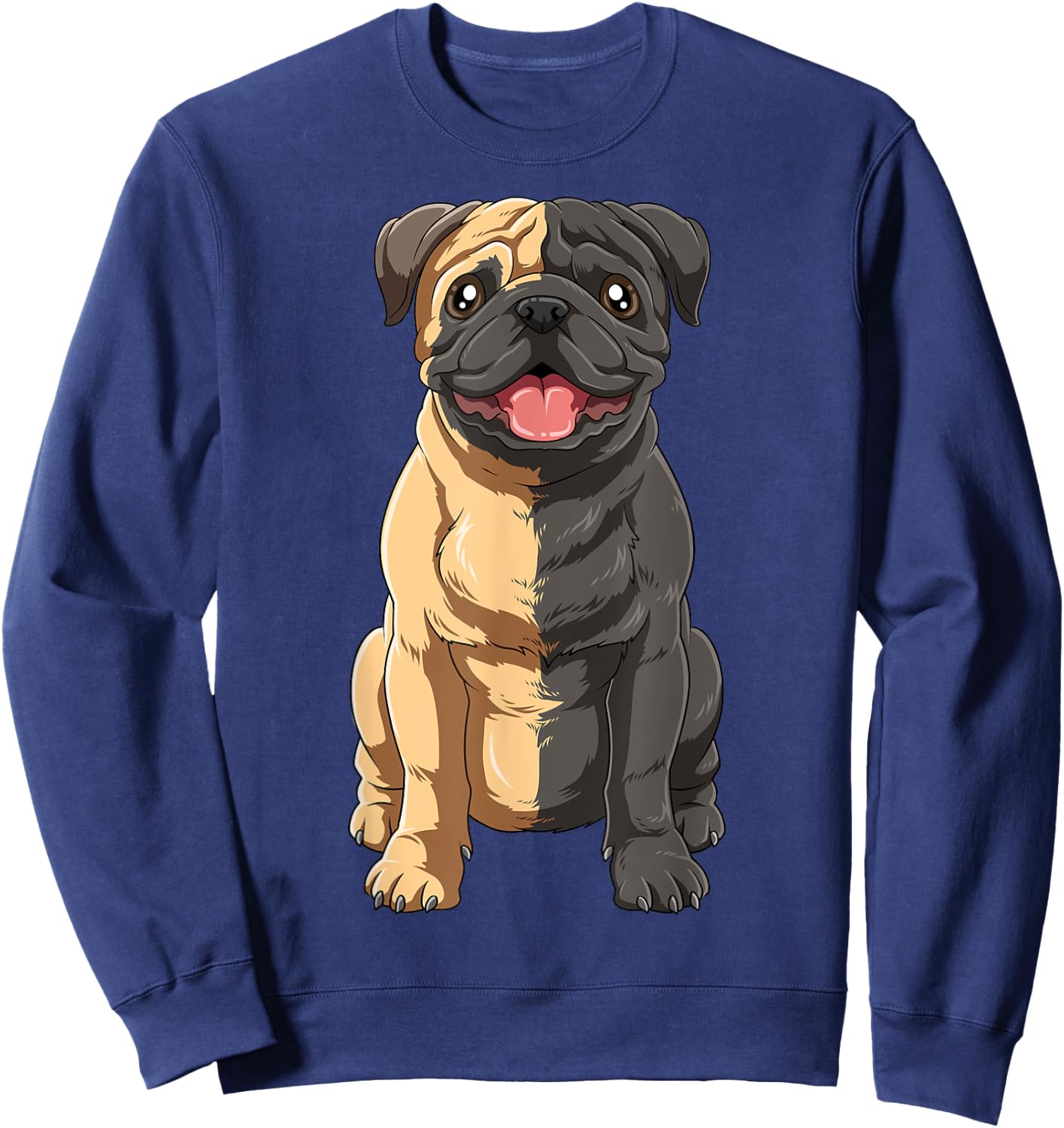 Half Black Pug Half Fawn Pug Black And White Pug Lovers Sweatshirt - Sweatshirt | Navy