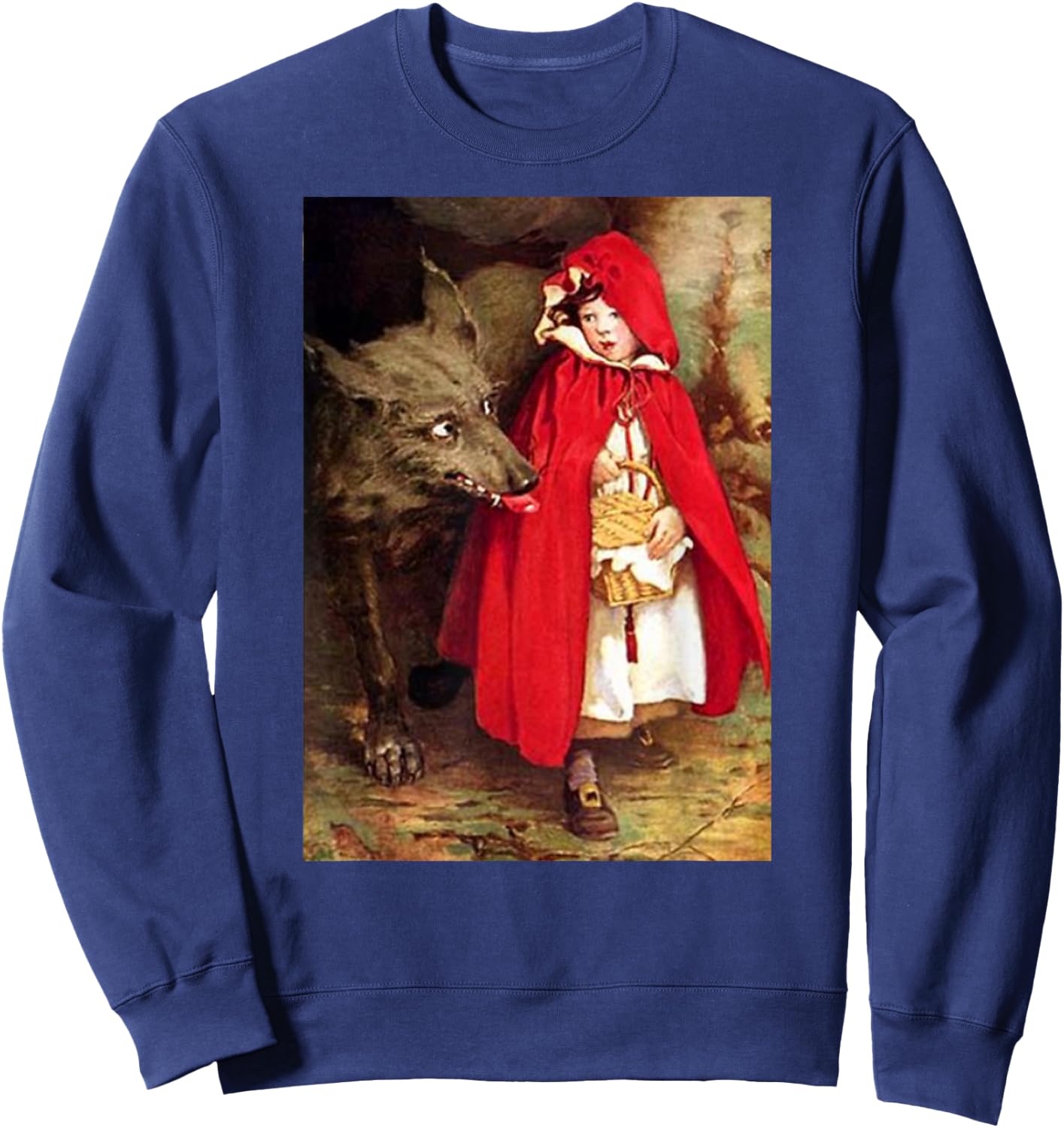 Vintage Fairytales Bad Wolf and Little Red Riding Hood Sweatshirt - Sweatshirt | Navy