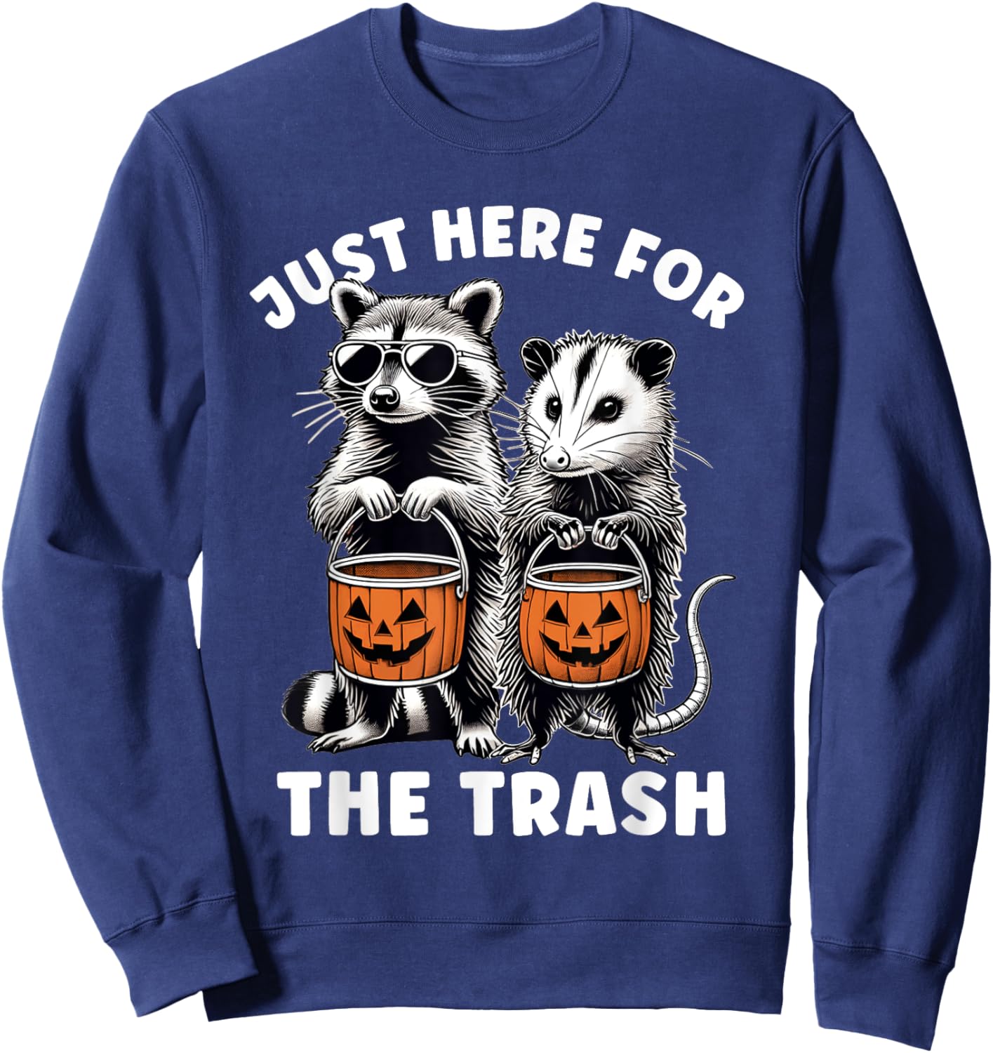 Halloween Raccoon Possum Just Here For The Trash Raccoon Sweatshirt - Sweatshirt | Navy